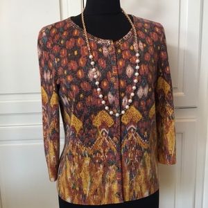 St. John Evening Jeweled Button Tank & Cardigan